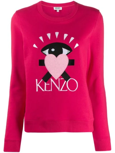 Kenzo Cupid Embroidered Logo Sweater In Pink