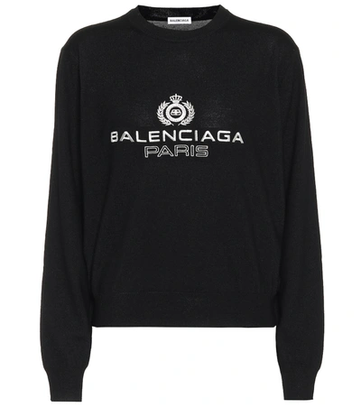 Balenciaga Logo Crewneck Sweater In Black