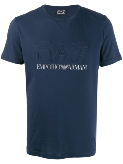 Ea7 Logo Print T-shirt In Blue