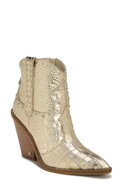 Sam Edelman Iris Western Boot In Gold Leather