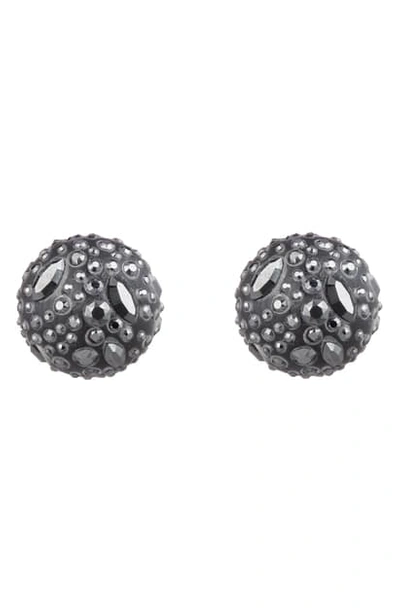 Alexis Bittar Noir Dust Ruthenium-plated, Crystal & Lucite Sphere Clip-on Earrings In Black/gold