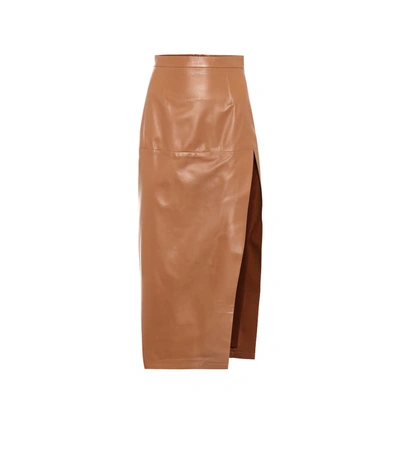 Zeynep Arcay High-rise Leather Pencil Skirt In Brown