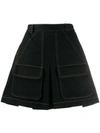 Matthew Adams Dolan Pleated Denim Mini Skirt In Black