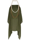 Jacquemus Bijoux Beaded Halterneck Chiffon Top In Green