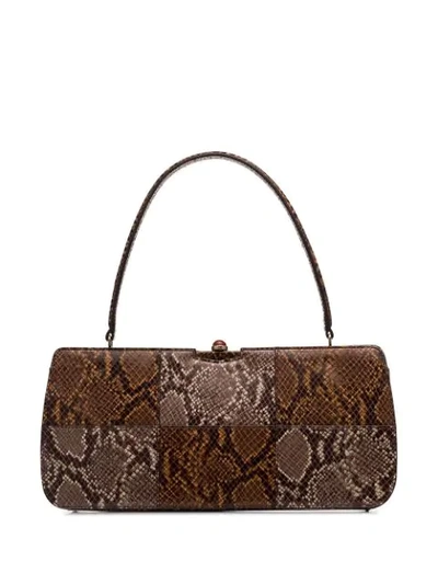 Staud Whitney Python-effect Leather Shoulder Bag In Brown