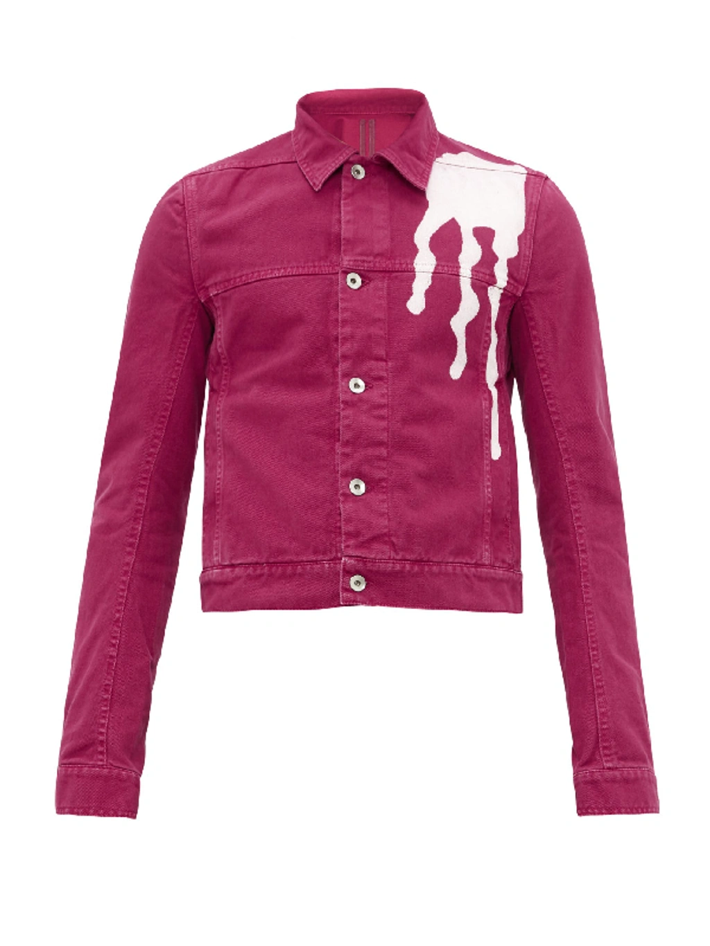 Rick Owens Drkshdw Abstract Drop-print Cotton-denim Jacket In Red