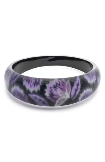 Alexis Bittar Medium Tapered Dark Floral Lucite Bangle Bracelet In Purple
