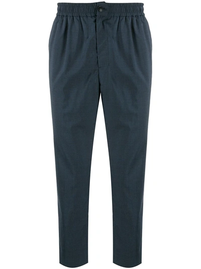 Ami Alexandre Mattiussi Elasticized-waist Cropped Fit Trousers In Blue