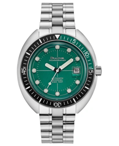 Bulova Men's Automatic Devil Diver Stainless Steel Bracelet Watch 44mm In Green/silver