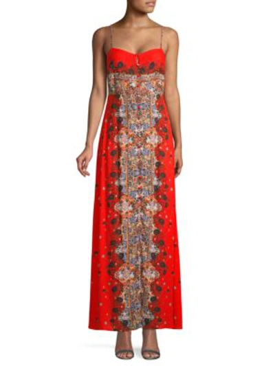 Free People Morning Song Print Sweetheart Maxi Dress In Red
