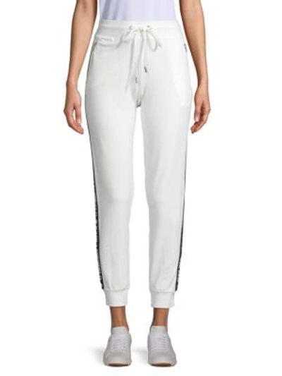 Karl Lagerfeld Tapered Logo Jogging Pants In Soft White