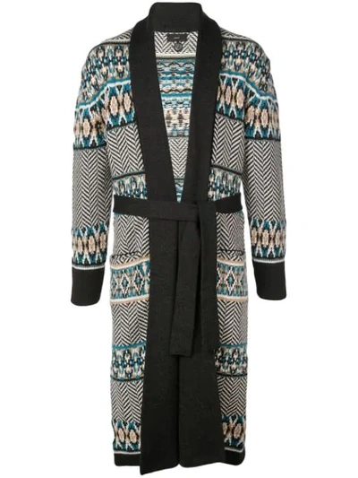 Alanui Multicolor Men's Abstract Pattern Long Wool Cardigan In Multicolour