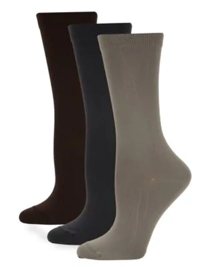 Hue 3-pack Stretch Crew Socks In Espresso Taupe