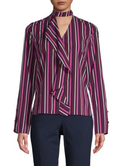 Derek Lam 10 Crosby Striped Cut-out Top In Mulberry