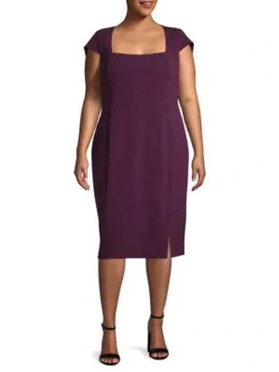 Calvin Klein Collection Plus Cap-sleeve Sheath Dress In Aubergine