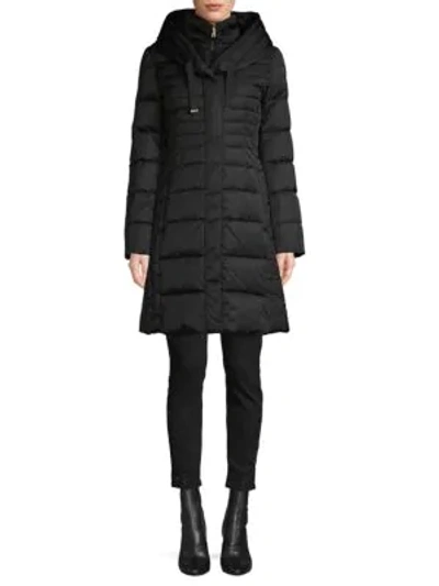 Tahari Zip-up Bib Down Puffer Jacket In Black