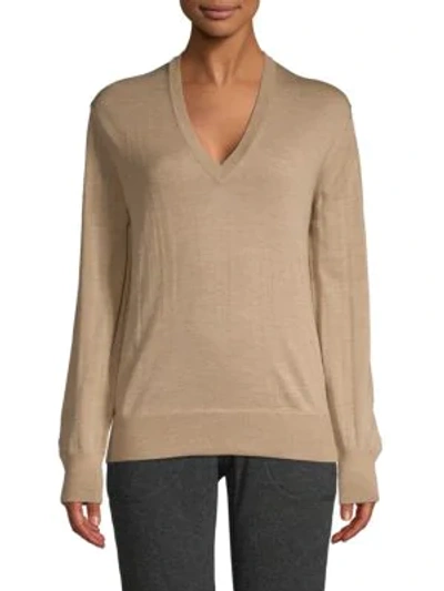 Tomas Maier V-neck Wool Sweater In Beige