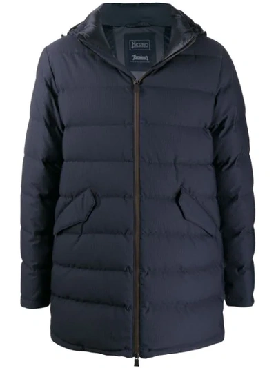 Herno Hooded Padded Coat In Blue