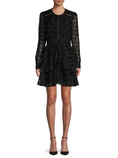 Allison New York Ruffle-trimmed Velvet Mini Dress In Black