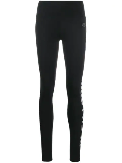 Plein Sport Printed Logo Leggings In Black