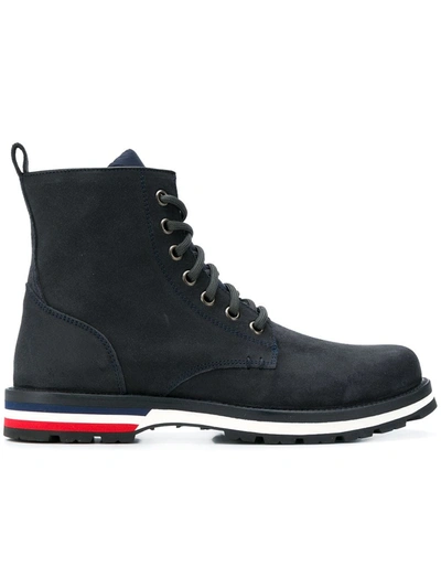 Moncler Shearling Lined Ankle Boots In Grey