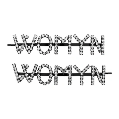 Ashley Williams Ssense Exclusive Black And Transparent Womyn Hair Clips In Clear