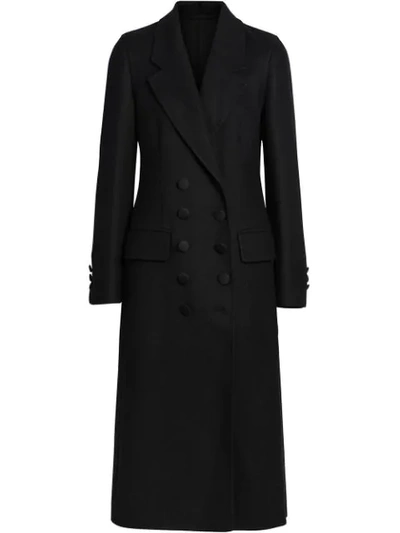 Burberry Double-breasted Cashmere Tailored Coat In Black