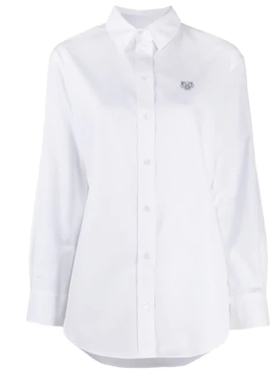 Kenzo Stitched Tiger Logo Shirt In White