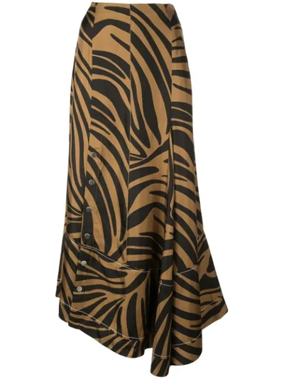 3.1 Phillip Lim / フィリップ リム Abstract Tiger-print Skirt In Black & Brown
