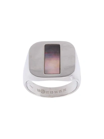 Maison Margiela Logo Engraved Ring In Silver