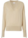 Burberry Logo Embroidered Jumper In Neutrals