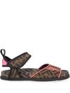 Fendi Logo Sandals In Brown