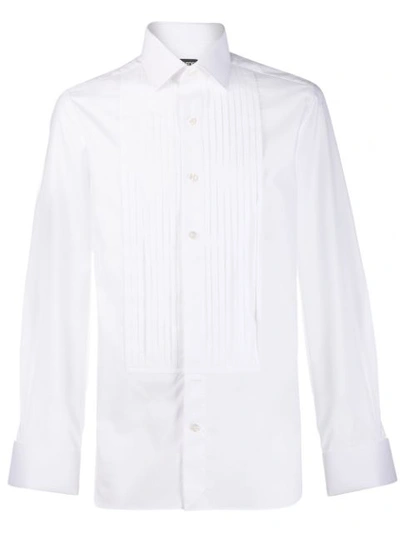 Tom Ford Pleated Front Shirt In G White