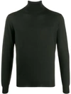 Dell'oglio Ribbed Knit Roll-neck Sweatshirt In Green