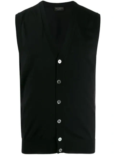 Dell'oglio Knitted Button-down Waistcoat In Black