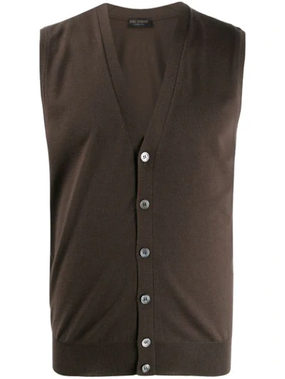 Dell'oglio Knitted Button-down Waistcoat In Brown