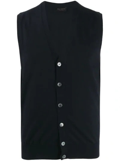 Dell'oglio Knitted Button-down Waistcoat In Blue