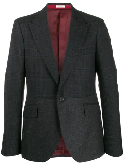 Alexander Mcqueen Hybrid Check Tweed Blazer In Grey