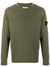 Stone Island Logo Patch Jumper In Green
