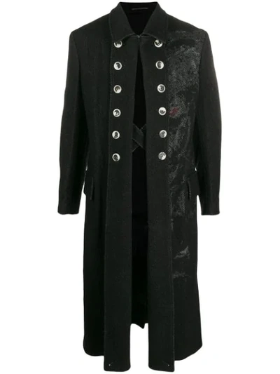 Yohji Yamamoto Buttoned Lapel Coat In Black