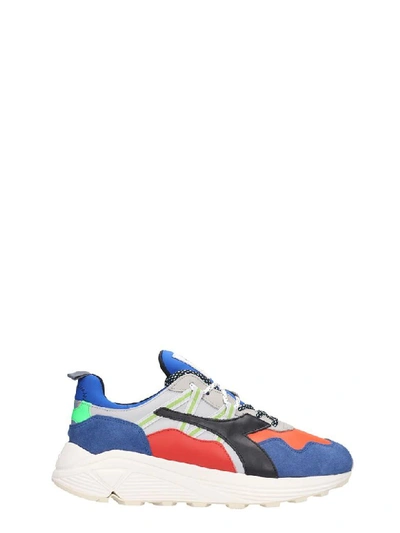 Diadora Rave Sneakers In Blue Leather And Fabric