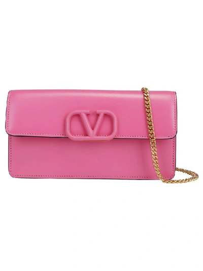 Valentino Garavani Chain Wallet In Mac Rose