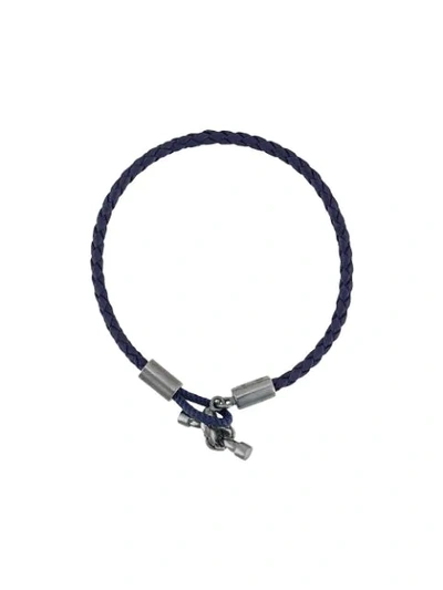 Bottega Veneta Woven Knot Bracelet In Blue