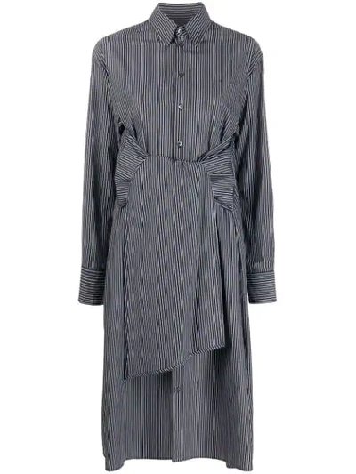 Mm6 Maison Margiela Striped Tie Waist Midi Dress In Black