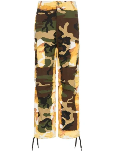 Liam Hodges Acid Camouflage-print Cargo Trousers In Green