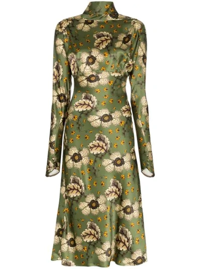 Etro Leicester Floral-print Midi Dress In Green
