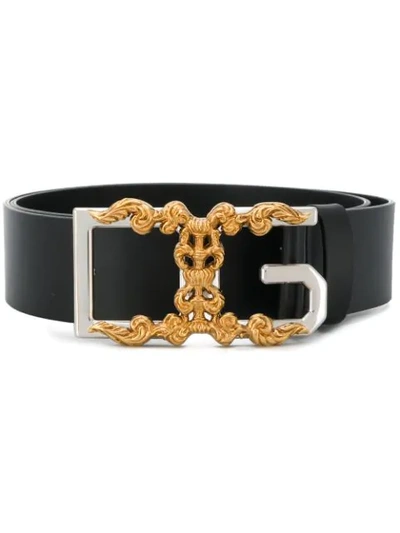 Dolce & Gabbana Monogram Buckle Belt In Black
