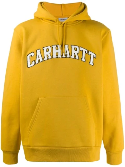 Carhartt Hooded Logo Embroidery Sweatshirt In Yellow