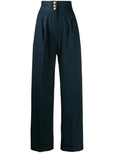 Pre-owned Chanel 1980s Straight-leg Trousers In Blue