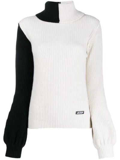 Msgm Contrast Cable-knit Jumper In White